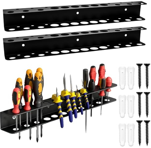 VGECEE 2 Stück Werkzeughalter Wand 40CM Schraubendreher Halterung | Zangenhalter Wandhalterung Werkzeughalter,18 Löcher,Werkzeug Wandhalterung Werkstatt Organizer Wand, für Garagen Werkstätten