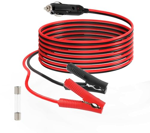 ELFCULB Zigarettenanzünder Stecker auf Krokodilklemmen 14AWG 3m | 12V Zigarettenanzünder Männlich auf Krokodilklemmen Verlängerungskabel für Autokühlschrank, Luftpumpe, Kompressor