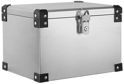 BDBLFLTZ Top Case Moto, Coffre arrière Moto Universel avec Serrure de sécurité, Coffre Moto étanche Silver,A