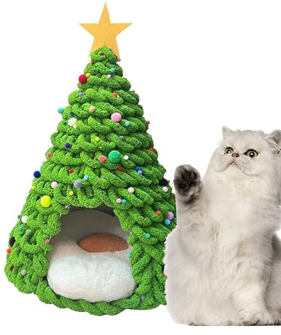 Letto per albero di Natale per gatti, set di materiali per il fai da te di animali domestici, per interni, decorazione invernale per la famiglia, i gatti, i cani, le festività stagionali
