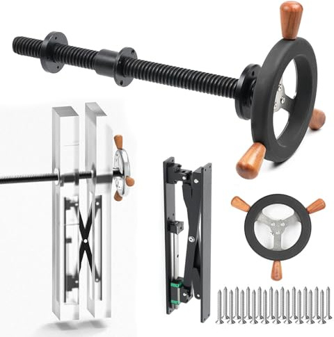 Étau à vis pour pieds d'établi, serre-joint à inertie pour table de travail du bois avec support en X parallèle et volant, kit de serrage sécurisé pour table de travail du bois(Black)