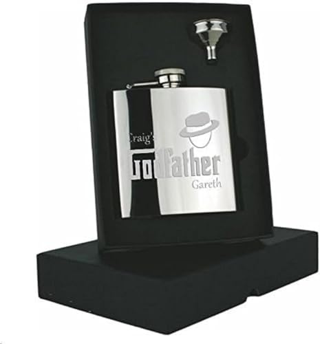 County Engraving Personalised 6oz Stainless Steel Hip Flask Engraved Godfather Gift - Enter Your Own Custom Text