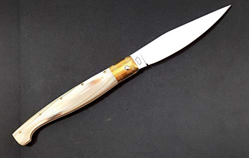 artigiano roberto monni COLTELLO ARTIGIANALE SARDO PATTADA TASCABILE MANICO IN CORNO COLLEZIONE SARDEGNA art48