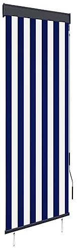 vidaXL Außenrollo Handkurbelmechanismus Balkonrollo Senkrechtmarkise Sichtschutz Beschattung Sonnenschutz Außen Rollo Balkon 60x250cm Blau Weiß