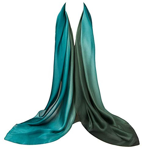 Bellonesc Seidenschal, 100 % Seide, lang, leicht, Sonnenschutz-Schal für Damen, Grün, Armeegrün, Einheitsgröße