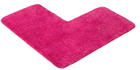 PANA® Duschvorleger mit Eckausschnitt (50x100x100 cm) • Badteppich für Eckduschen • Duschmatte rutschfest & waschbar • Eck Badematte • Ideal für eckige Duschkabinen • Farbe: Fuchsia