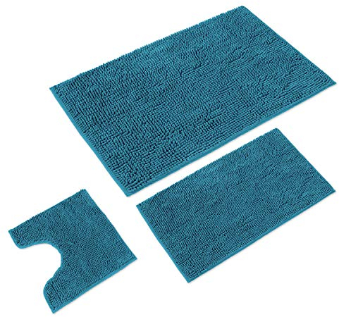 WohnDirect Alfombrilla de baño Conjunto - Alfombra baño Juego - Antideslizante - Lavable - Alfombra para el Cuarto de baño - perolo - 70 x 120 cm + 50 x 80 cm + 45 x 45 cm con Recorte para el Inodoro