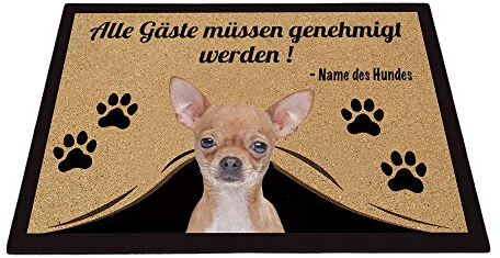 BAGEYOU Personalisierte Fußmatte mit Meinem Liebeshund Chihuahua Alle Gäste Müssen Genehmigt Werden Bodenmatte 60 x 40 cm