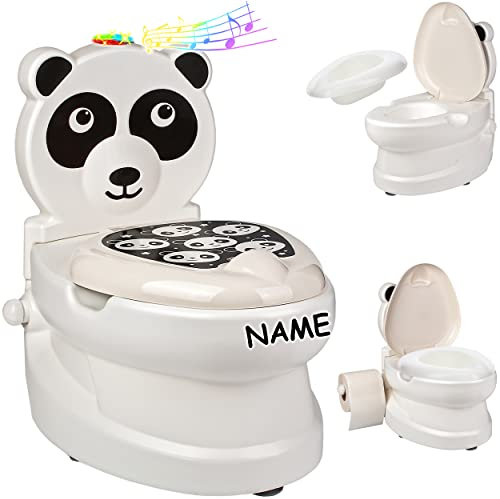 alles-meine.de GmbH Kindertoilette Spülgeräusch + Licht Effekt - Wasserspülung Modell wählbar inkl. Name -Töpfchen/Nachttopf/Babytopf - mit Deckel - weiß - Musik - Toil..