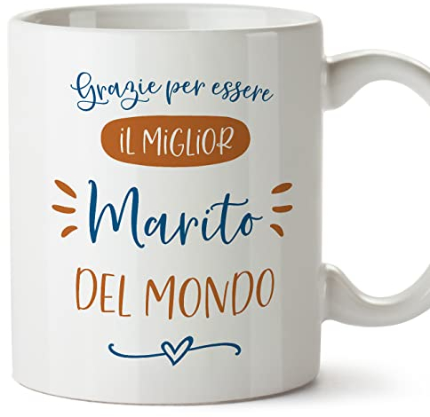 Mugffins Tazza in ceramica per MARITO 350 ml - In italiano - Grazie migliore famiglia - Idea regalo per compleanno, anniversario, natale