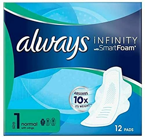 Always Infinity Normal (Größe 1) Damenbinden mit Flügeln, 12 Stück pro Packung (6 Stück)