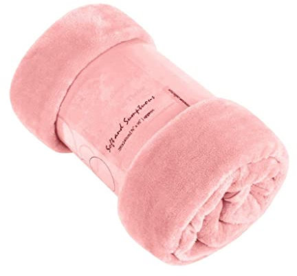 Artistic Fashionista New Thermal Super Soft Velvet Faux Fur Mink Throw Blanket Soft Warm Thick Bed Sofa Cover Single Double King (King - 200x240cm, Blush Pink)