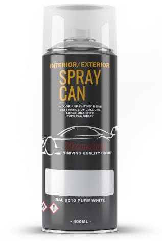 Xtremeauto Spray Paint Finish For Indoor And Outdoor Use Garden Cars Home Kitchen Bathroom Furniture Art Craft Bikes Radiators Metal Wood Plastic Glass UPVC Stone PVC RAL 9010 Pure white