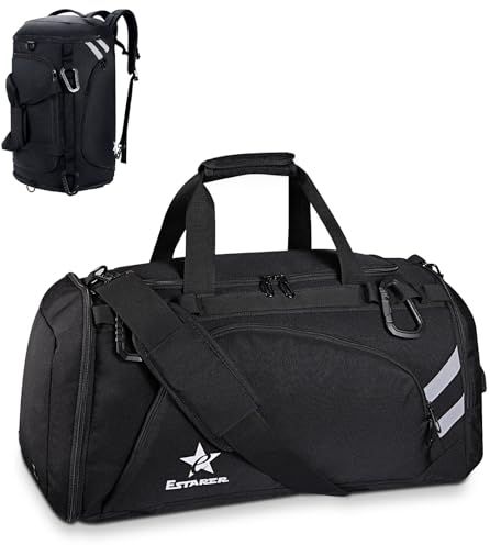 Estarer 55L Duffel Bag Gym Backpack with Shoe Compartment,Mens Large Sports Holdall Rucksack for Weekend Travel Work