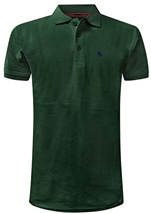 S&C - Polo Hombre Manga Corta Algodón 100%, Color Liso, Estilo Casual, Cuello 3 Botones, Diseñado en España, Tejido Punto Piqué, Corte Regular, Talla Ajustada, Verde Botella, XXL