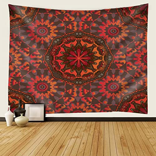 EHOMERY wandbehang Aesthetic Wandbehang Wandteppich Wandtuch Rot orange Rot-Orange-Vintage-Muster wandteppich nordisch wanddecke Baumwolle 210x140CM