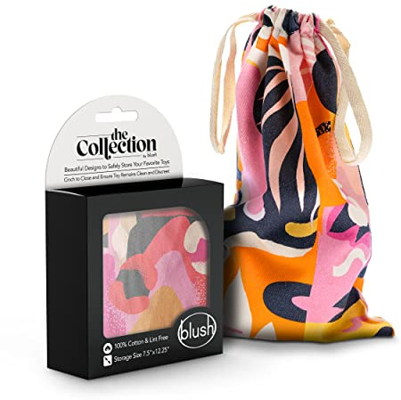 Blush The Collection Cotton Toy Bag - Safe Storage for Adult Toys - Lint Free Drawstring Travel Bag - Machine Washable - Adult toy Organizer - Stores Large to Small Dildos, Vibrators, Strokers - Burst