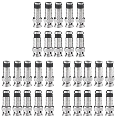 KVSERT 30 Stück BNC-Kompressionsstecker für Koax RG59 Kabel CCTV-Kameras