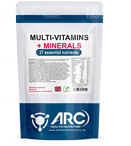 Multivitamins & Minerals - 60 Vegan Multivitamin Tablets - Multivitamin Tablets for Men and Women with 27 Essential Active Vitamins & Minerals - Like Iron, Zinc, & Vitamin D Nutritional Supplement