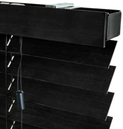 Bambus Jalousie 50 mm - Schwarz - 70 cm x 175 cm (BxH) - Jalousie für Fenster und Tür - Jalousie aus Bambus - Erhältlich in Breiten von 50 cm bis 160 cm - Innenjalousie