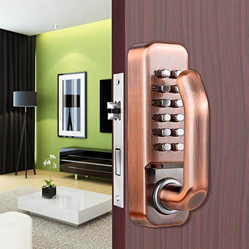 BORDSTRACT Serratura per porta con tastiera a 11 cifre, serratura meccanica con pulsante a combinazione senza alimentazione, serratura con chiavistelli con ingresso di sicurezza