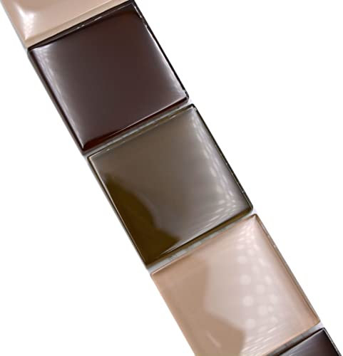 Mosaik Borde beige braun Glasmosaik glänzend Quadrat Wand Küche Bad Dusche