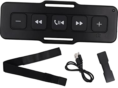 POFET Mando a Distancia para Volante Bluetooth 5,0, Mando a Distancia con Anillo Bluetooth para Motocicleta, Control Remoto para reproducción de música