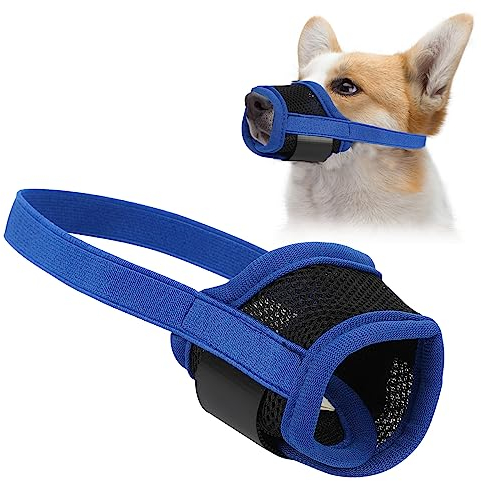 Mayoii Maulkorb für Hunde, Verstellbare Maulkörbe für Hunde, um Beißen Bellen zu verhindern, atmungsaktiv und bequem Maulkorb für mittelgroße Hunde Kleine Hunde, Blau (L)