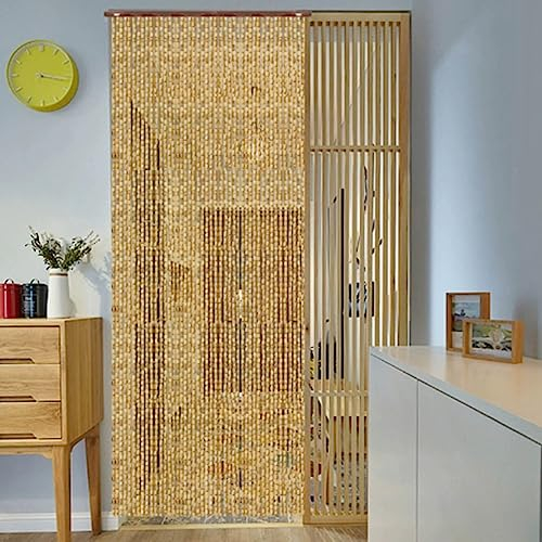 Perlenvorhang Bambus,Holzperlenvorhänge Fliegenvorhang,Heimdekoration Trennvorhänge,Hängende Fadenvorhang,Natürliche/Handgemachte Türperlenvorhänge,Für Terrasse Küche Balkon,W×H-100strands(100×220cm)