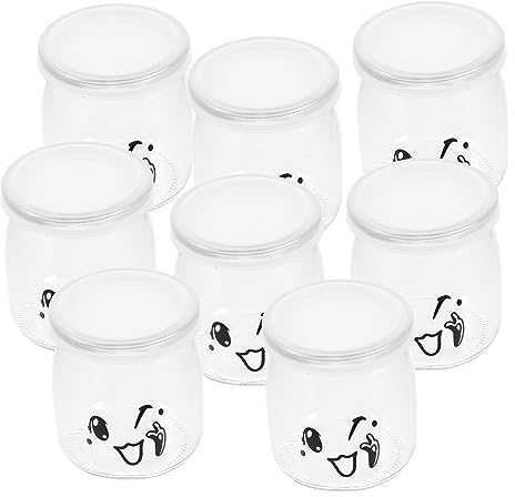 BESTonZON 8st Puddingglas Aus Glas Marmeladenbehälter Haferflockenbehälter Joghurt Maker Gläser Glas Joghurt Joghurt-mousse-becher Glaspudding Joghurtgläser Skyr Mini Baby Kunststoff Kerze