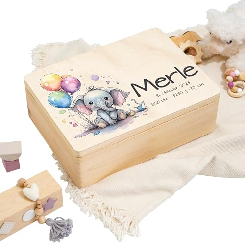 WaldWicht - Personalisierte Erinnerungskiste Baby Erinnerungsbox Baby Babygeschenk Taufgeschenk Geschenk Geburt Geschenkidee Kiste Box Holz Jungen Mädchen Taufe Geburtstag Kinder Erinnerungen