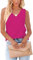 Homlan Débardeur d'été pour Femme - sans Manches - Col en V - Coupe Ample - Basique - Élégant - Décontracté, Framboise, M