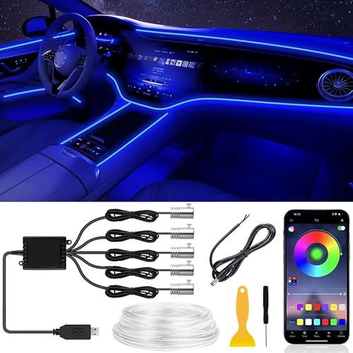 Auto LED Innenbeleuchtung,6M/5 in 1 RGB Auto LED Umgebungslicht,12V Led Atmosphäre Licht Auto mit APP Steuerung,Led Auto Innenraumbeleuchtung,Auto Atmosphärenlicht