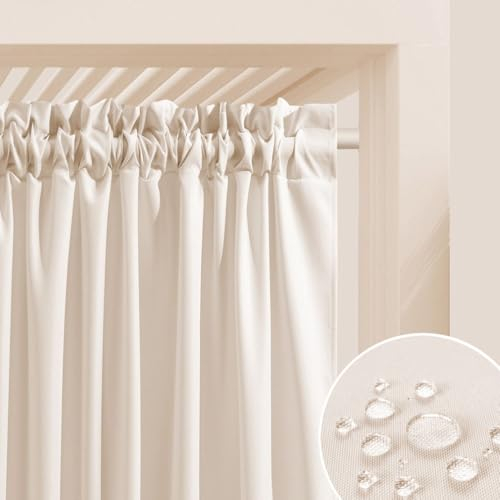 ROOM99 Outdoorvorhäng mit Kräuselband Garden Line 155 x 250 cm Breite x Höhe Outdoor Vorhang wetterfest Wasserdicht Sichtschutz Sonnenschutz Gardinen Garten Winddicht Helle Creme, 1 Stück