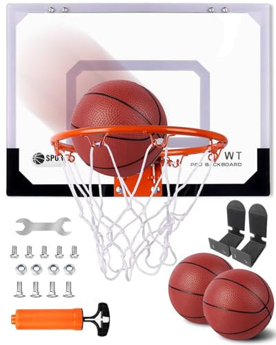 Panier de Basket pour Enfants 15.78 X 11.81,Mini Panier de Basket pour Chambre Porte Intérieur Extérieur avec 2 Ballons et Accessoires Complets pour Garçons Filles Enfants Cadeaux