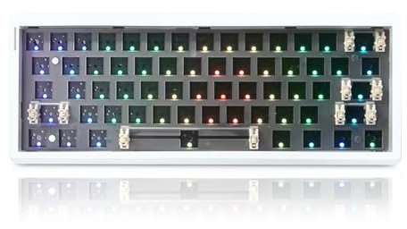 FKZ GMK61 60% Hot Swappable PCB Custom RGB Gaming Keyboard Kit - Tri-Mode BT5.0/2.4Ghz/USB-C Wired Barebones Gasket Mount 61 Keys Programmable Mechanical DIY Kit (White)