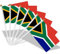 AhfuLife Banderas de Sudáfrica en palos para decoraciones olímpicas, 15 banderas pequeñas de mano de Sudáfrica con poste blanco de 30 cm para decoraciones del Día de la Libertad del 31 de mayo