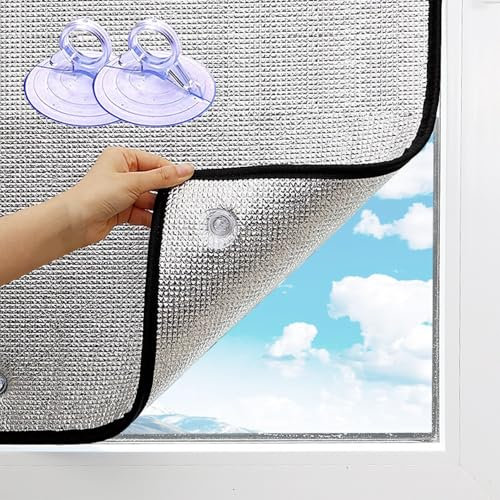 Sonnenschutzfolie Fenster Innen Außen Hitzeschutz, Hitzeschutz Fenster Außen Innen, Fensterfolie Wärmeschutz Hitzeschutz Innen, Isolierfolie Fenster, Sonnenschutz Folie, Uv Schutz Fenster(90x130 cm)