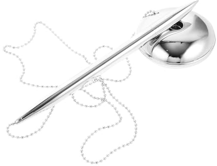 Lurrose Metall Tischkugelschreiber Vertikal, Edler Business Signaturstift | Silberner Kugelschreiber mit Stabilem Tischfuß, Ergonomischer Griff, Sanftes Schreiben, als Büro Accessoire