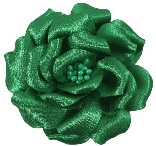 Mecool Broche para el pelo de rosa para fiesta, boda, ramillete, clip para la cabeza, tocado, horquilla de pelo, horquilla para el pelo, accesorio para mujeres y niñas, color verde