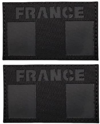 Patch France Réfléchissants Militaire Patchs 2PCS Noir pur Style extérieur | Style tactique de bas profil Morale Drapeau Français,sac à dos et casque uniforme applique,Accessoires de sac à dos extérieur