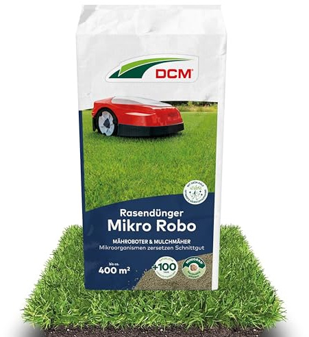 DCM Rasendünger Mikro Robo - Langzeit Rasendünger - In MINIGRAN® Technology - Mähroboter - organisch-mineralischer NPK-Dünger -20 KG für 400 qm
