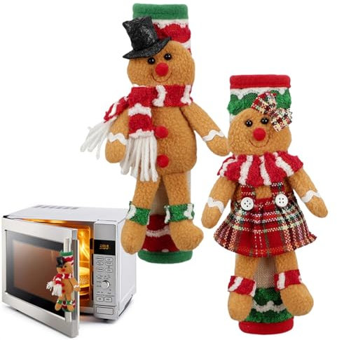 XIAOXIAOYU Fundas navideñas para manijas de electrodomésticos de cocina, 2 fundas para manijas de electrodomésticos de cocina de hombre de jengibre, fundas para manijas de puerta de refrigerador y