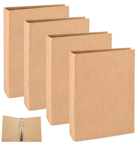 SAIJIAN 4 Stück Ringbuch A5 Nachfüllbar Nachfüllpapier 6 Löcher Ringordner A5 Einband Kraftpapier für Füllpapier Notebook Schulbüro Schreibwarenbedarf