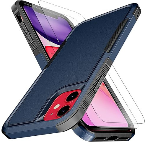 KaiMai for iPhone 11 Case, [10 FT Military Grade Drop Protection] [Non-Slip] [2 pcs TPE HD Screen Protector] Heavy Duty Full-Body Shockproof Case for iPhone 11 6.1“-Dark Blue