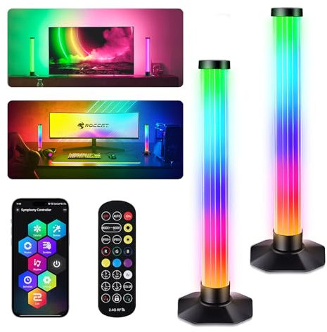 Euakee Smart LED Light Bars, Led TV Retroilluminazione Intelligente, Lampada RGB Torre di Illuminazione, Intelligente Arcobaleno con APP e Telecomando per PC, TV, Sala Giochi e Case Copmuter (32CM)