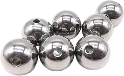 Stahlkugel, Kugellager, 304 Edelstahlkugeln mit gebohrten Löchern ohne Gewinde, 2 mm, 5 mm, 10 mm, 15 mm, 19 mm, 20 mm, schwach magnetisch, Durchgangsloch-Stahlperlen(12mmx2mm 10pcs)