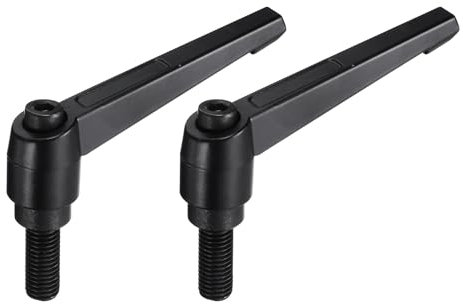 QUARKZMAN M12 x 32 mm, leva di serraggio regolabile, filettatura a pulsante, perno filettato maschio, manopole di bloccaggio, bulloni a sgancio rapido, colore nero, 2 pezzi