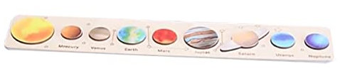 HAWILLOSCH Wooden Solar System Planet Puzzle Toy Boys and Girls Educational Plaything Solar System for Children 5-8 Years Old