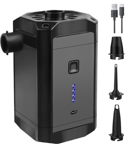 Gonfiatore elettrico portatile per materasso, pompa da campeggio con ugello multiplo, dispositivo di gonfiaggio ad alta efficienza per materassini, galleggianti per piscina e accessori da spiaggia